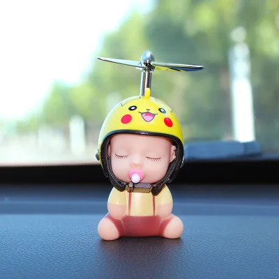 Креативная кукла автомобиль украшения бамбуковый полюс шлем кукла с пустышкой трясущиеся сети красный сломанный ветер утка - Название цвета: Beige