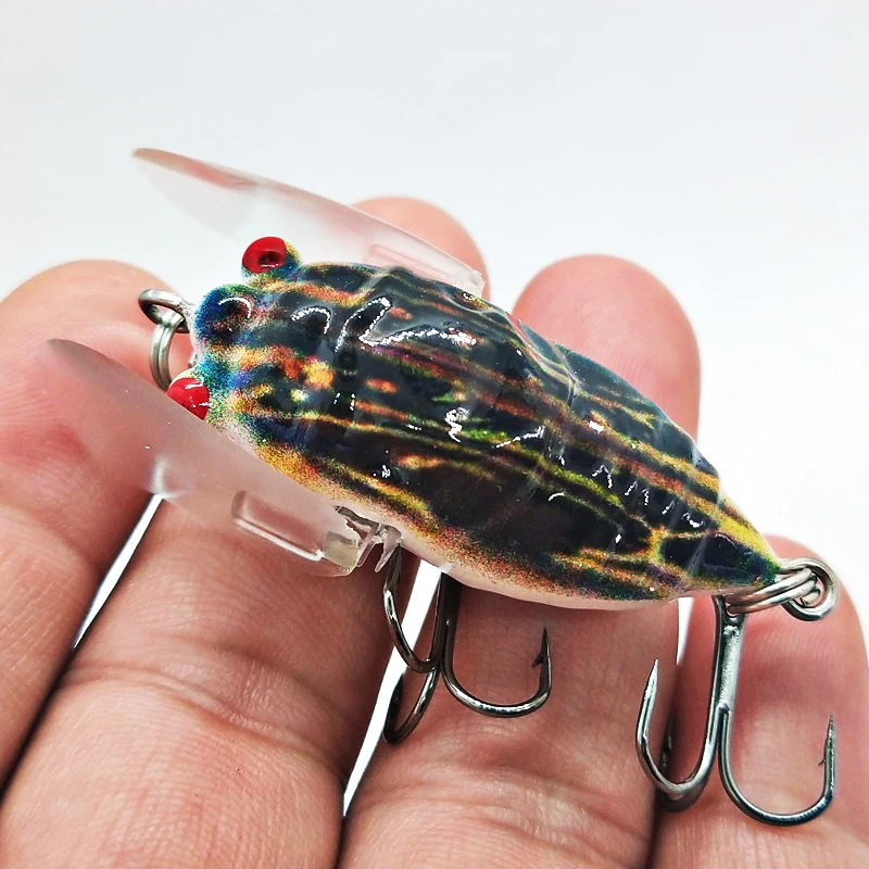 1PCS Pesca Bionic Insect Popper Fishing Lures 5cm 6g Simulation Cicada Wing  Topwater Wobbler Artificial Hard Bait Crankbaits