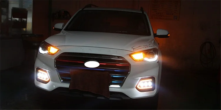 OKEEN 2 шт. для hyundai IX35 Автомобильный светодиодный светильник дневного света белого, синего, желтого цвета, сигнальный светильник поворота с противотуманной лампой