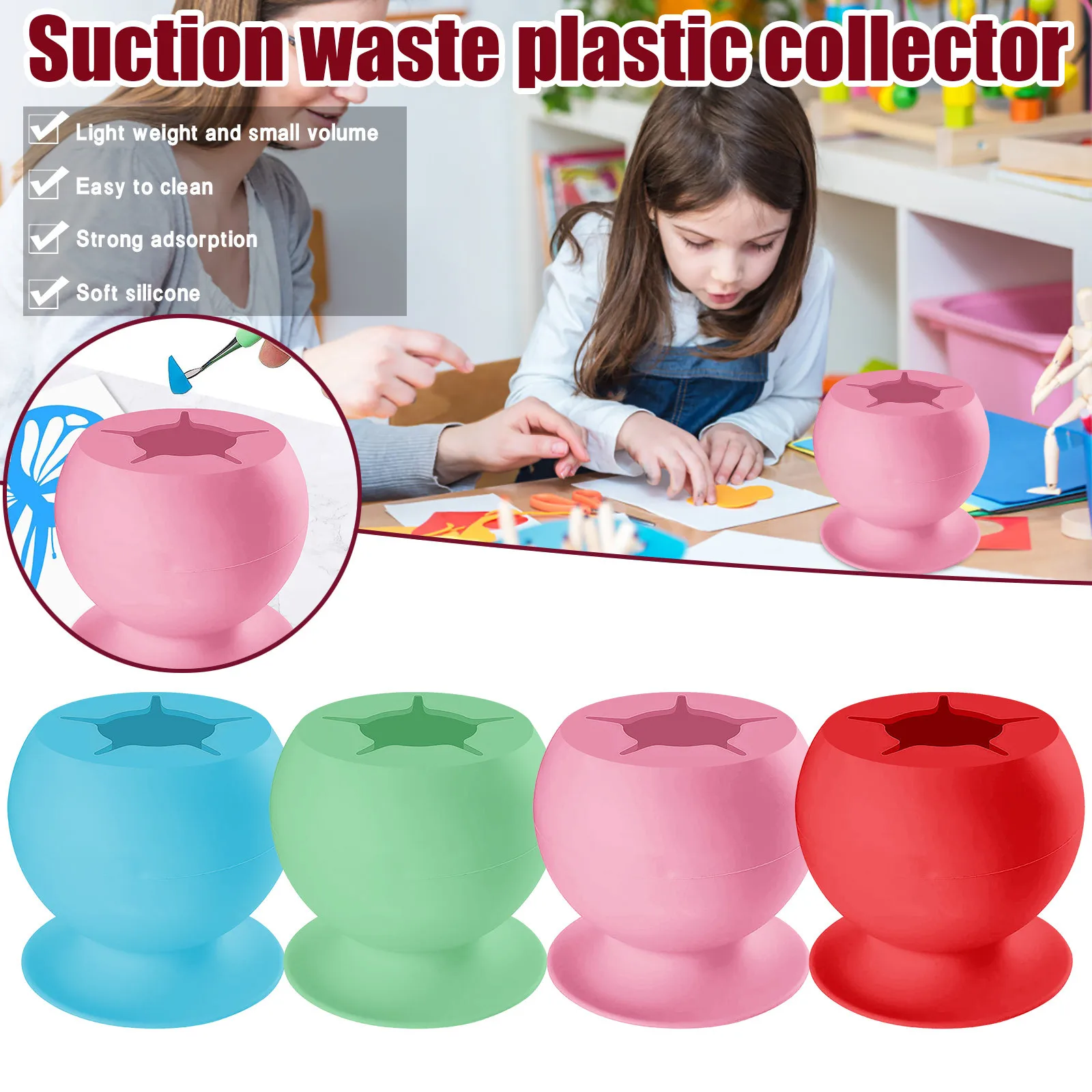 Colector de residuos artesanales para el hogar, contenedor con ventosa de silicona de vinilo, accesorios de almacenamiento artesanal