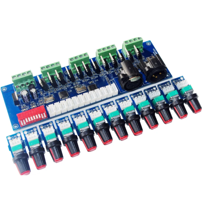 

New knob 12 CH led DMX512 decoder DC12V-24V 12channel 4 groups 12CH*2A 24A DMX decoder dimmer DMX512 XRL 3P RJ45 controller