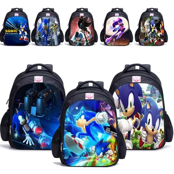 

Men Student Backpack Sonics Backpack Kid Hedgehogs School Knapsack Children Boy Bookbag Cartoon Printed Canvas Travel Rucksack