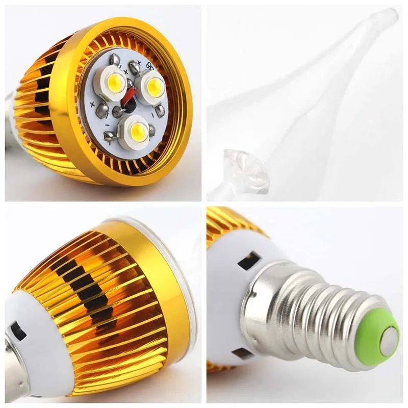 10 pcs 3W E14 270LM 2800K~ 3000K Warm White LED Candle Lamp(Shell Color Gold
