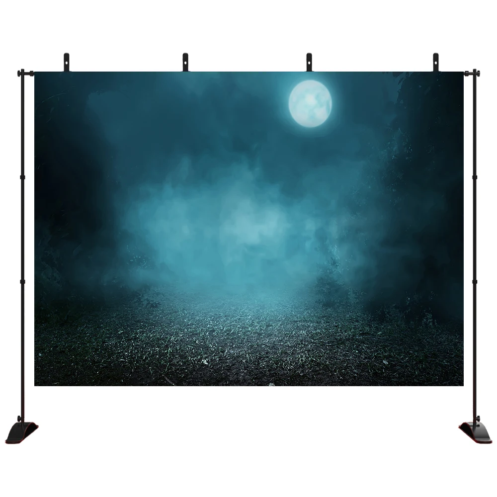 

Halloween Backdrop mysterious sky full moon Misty forest Photography Photo Background Studio Prop