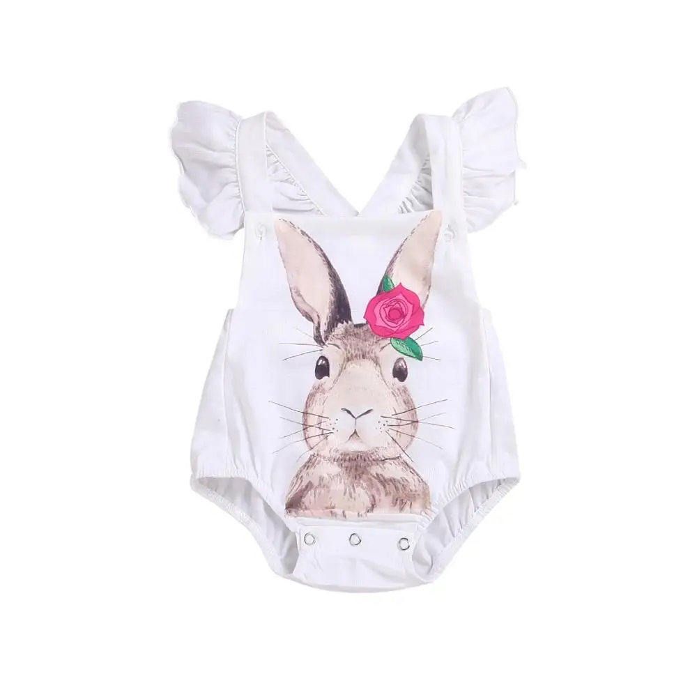 

0-18M Summer Cute Toddler Baby Girls Easter Rabbit Bodysuit Short Sleeve Cool Jumpsuit Bodysuit Outfits