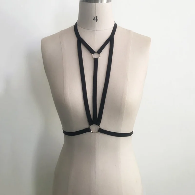 Fashion Harness Lingerie Women Fetish Tops Crop Bodysuit Harajuku Gothic Body Cage Bra Festival Bralette Harness