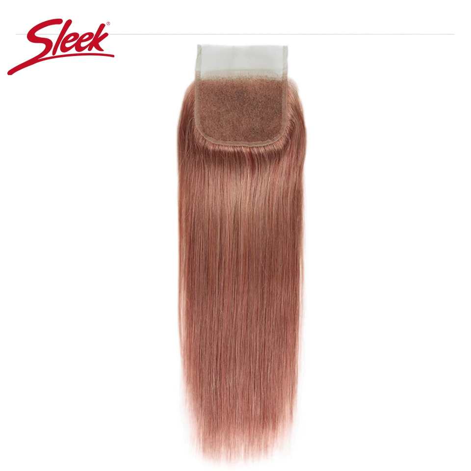 Sleek Mink Blonde Series of Ash Pink Color Brazilian Straight Bundles With Closure 8-26 Inches Remy Human Hair Weave Bunldes