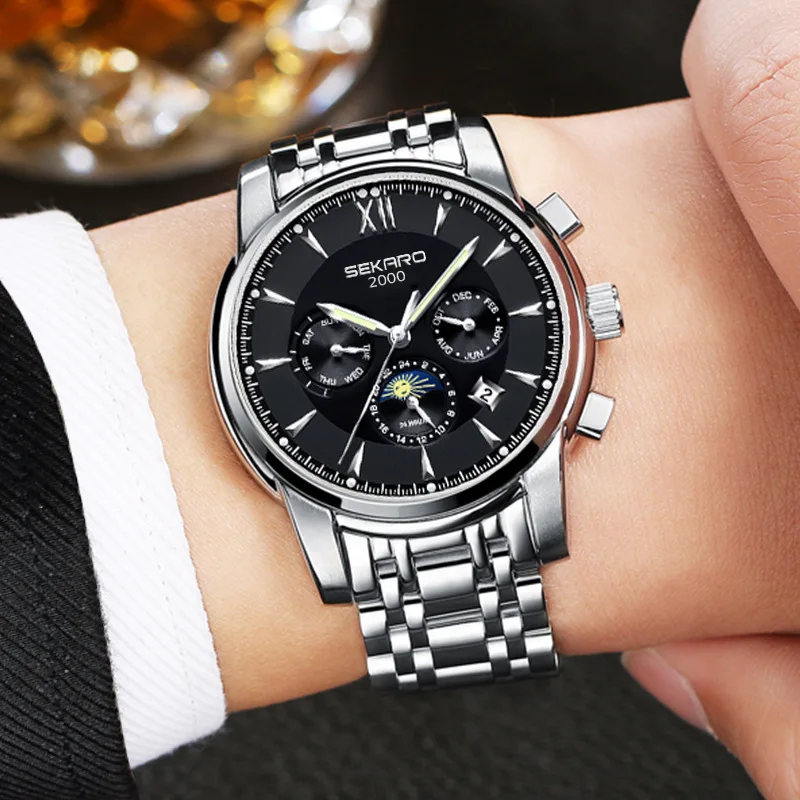 

Sekaro Genuine Product Watch Men Fully Automatic Analog Watch Sports Night Light Hollow out Fashion MEN'S Watch Waterproof Fine
