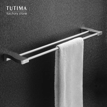 

Tutima Towel Bars Stainless Steel Brushed Nickel Wall Mounted Towel Double Bar Towel Storage Rack Bathroom Fashion Towel Holder