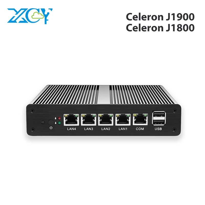 XCY безвентиляторный мини ПК Intel Celeron j1900 j1800 4 гигабит Lan Pfsense маршрутизатор Win 10