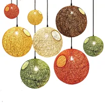 Винтажный Плетеный подвесной светильник с лампочкой, столовая, гостиная, промышленный Лофт, скандинавский классический мяч для помещений, подвесной светильник E27