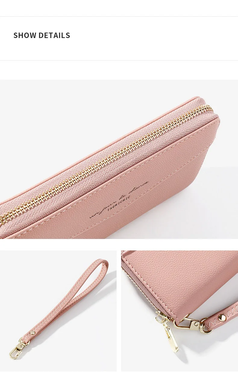 Essential Leather Wallets for Women 2019 Slim Continental Handy Wallet Black Pink Large Capacity Money Organizer wallets Clutch (4)