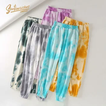 

Sheflourishes Tie-dye Beam Feet Harem Pant Women Summer Loose Elastic High Waist Trousers Female Pocket Sweatpants Streetwear BF