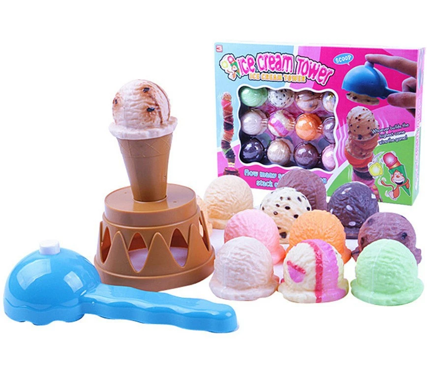 Torre de helado para niños y bebés, juguete de cocina plástico, postre, Comida, Juguetes para jugar a las casitas|Juguetes de cocina|