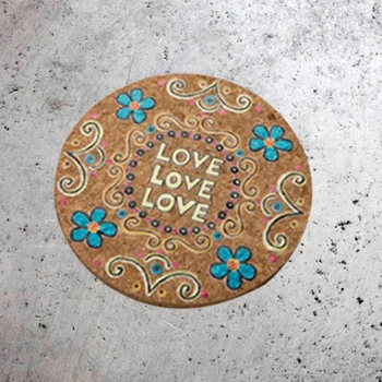 

4 Pcs Round Natural Cork Coasters Heat Resistant Patterned Mats Tabletop Protection Drink Coasters(Mixed)
