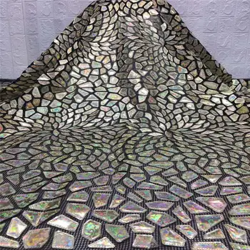 

2020 Latest Sequined Lace fabric French Nigerian Net Lace Fabrics High Quality Sequin African Lace Fabric For Wedding Dress