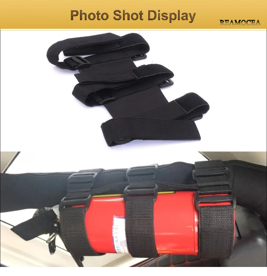 Reamocea Nylon Bar Fire Extinguisher Holder Strap Safety Protection Kit Mount Fit for Jeep Wrangler TJ 1987 1997 2006 2014 2015 (7)