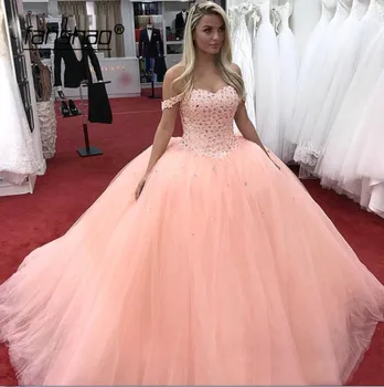 peach pink quinceanera dresses