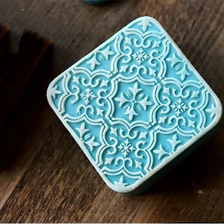 

PRZY Silicone Soap 2D Handmade Square Flower Carved Pattern Molds Scented Soap Candle Mold Clay Resin Moulds