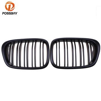 

POSSBAY Car Grills for BMW 5-Series E39 Sedan 1995-2003 525td/525tds/528i/530d/530i/535i Matte Black Double Line Grill Grille