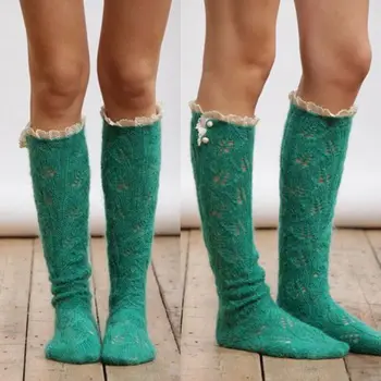 

Modis Women Winter Cotton Stockings Thick Crochet Knit Over Knee High Long Boots Leggins Ladies Sexy Pantyhose Female Stocking