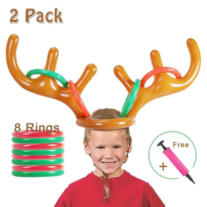 2/3 пакет кольцеброс надувные шапка с рогами северного оленя Санта-Клауса на Рождество для отдыха и вечеринок для игры в Дартс игрушки 2 или больше игроков взаимодействие - Цвет: 2 Pack