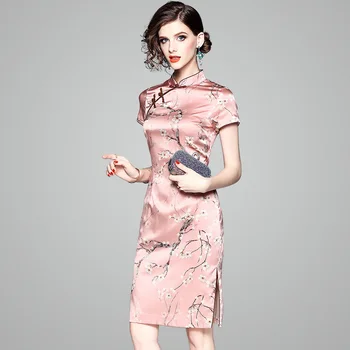

Light Luxury Boutique Women's Summer Silk Slim-Fit Dress Mulberry Silk Daily Improved Cheongsam