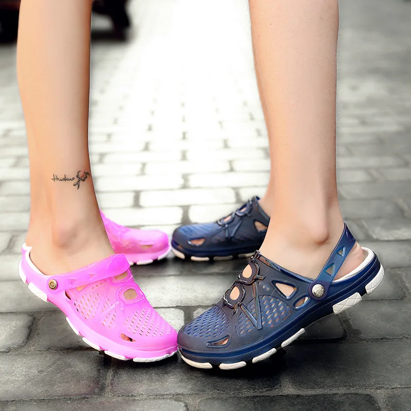 

Large Size Sandals 2019 New Style Summer Men Outdoor Beach Porous Shoes Couples Gel Shoes Slippers