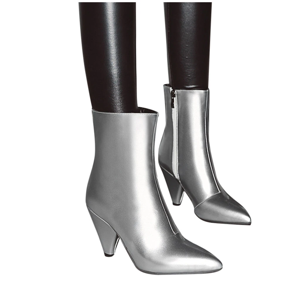 black and silver booties