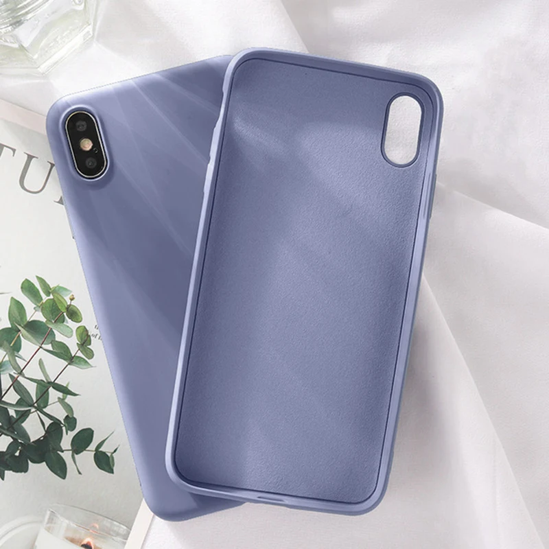Силиконовый однотонный чехол для iPhone XS MAX XR X, жидкие Чехлы ярких цветов для iPhone 7, 6, 6 S, 8 Plus, мягкий чехол из ТПУ - Цвет: Gray