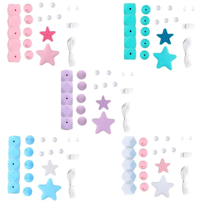 

Silicone Beads Set DIY Baby Teething Molar Toy Infants Necklace Bracelet Teether Pacifier Chain Making Accessories 7/5000 Morde