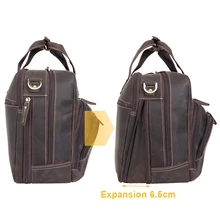 TIDING Ретро мужской портфель из натуральной кожи 15," для ноутбука, сумка через плечо, дорожная сумка-тоут