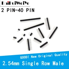 Lot de 50 connecteurs mâles à une rangée de 2.54mm, 2 à 40 broches, carte de prise PCB, 2/3/4/6/10/12/14/16/20/40 broches