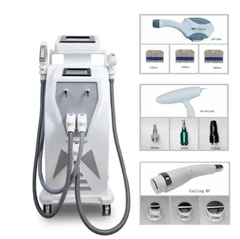 

2020 Double Screen 4 in1 Multi-function OPT IPL tattoo removal equipment vascular pigment acne therapy with q switched Machine