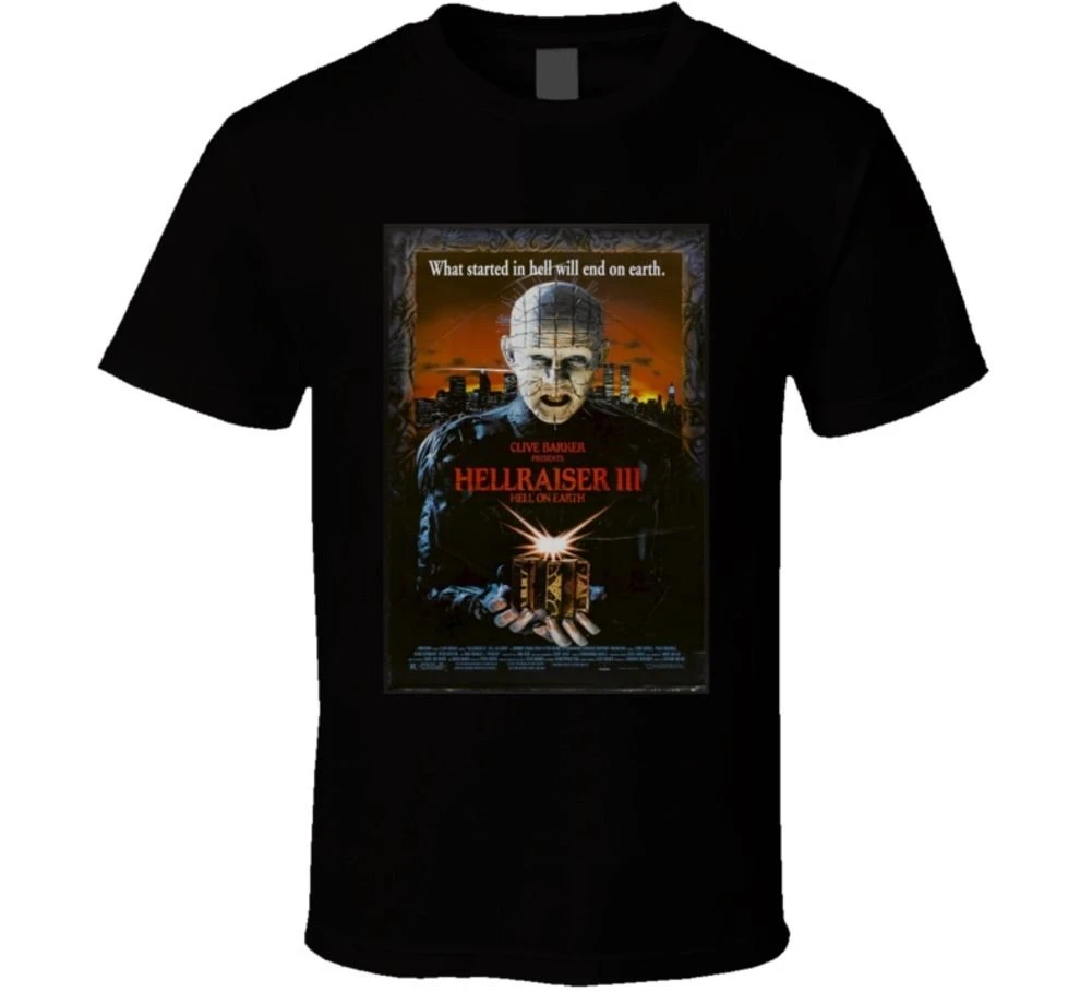 Hellraiser III Hell On Earth Cool винтажная 90 фильм фанатская футболка с постером Футболка 100%