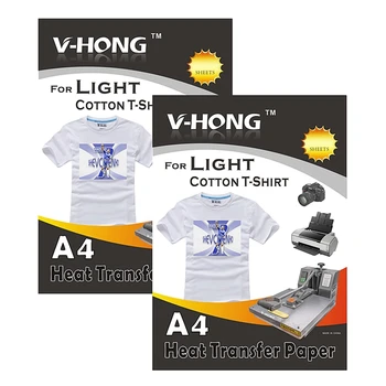 

Inkjet Iron-On White and Light Colored T Shirt heat Transfers Paper 8.27" x 11.7" Pack of 20 Sheets