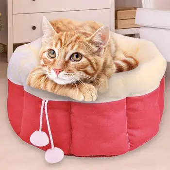 

Detachable Round Pumpkin Puppy Beds Mats Dogs Sleeping Bed Washable Winter Warm Pet House Sofa Basket Long Plush Kennel