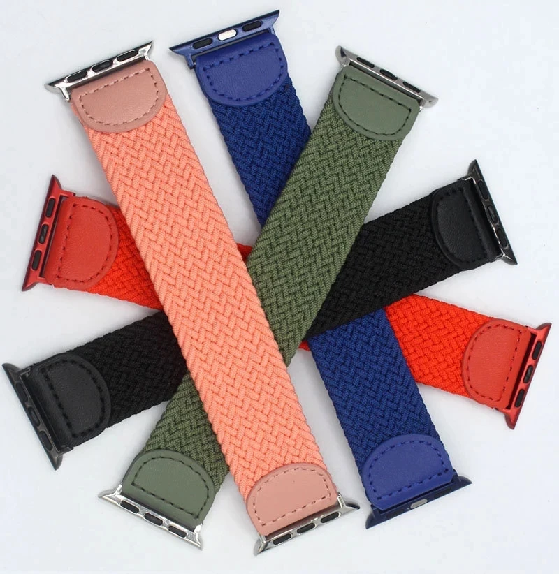 44 мм 40 Плетеный соло петля Эластичная лента для наручных часов Apple Watch 6 Se