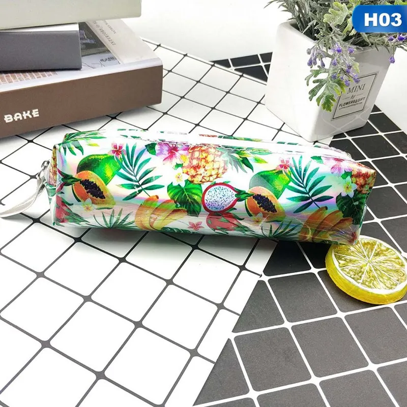 Карандаш кактус чехол голографическая лазерная ручка сумка для девочек мальчиков студентов большой емкости PU водонепроницаемая коробка для ручек школьные канцелярские принадлежности
