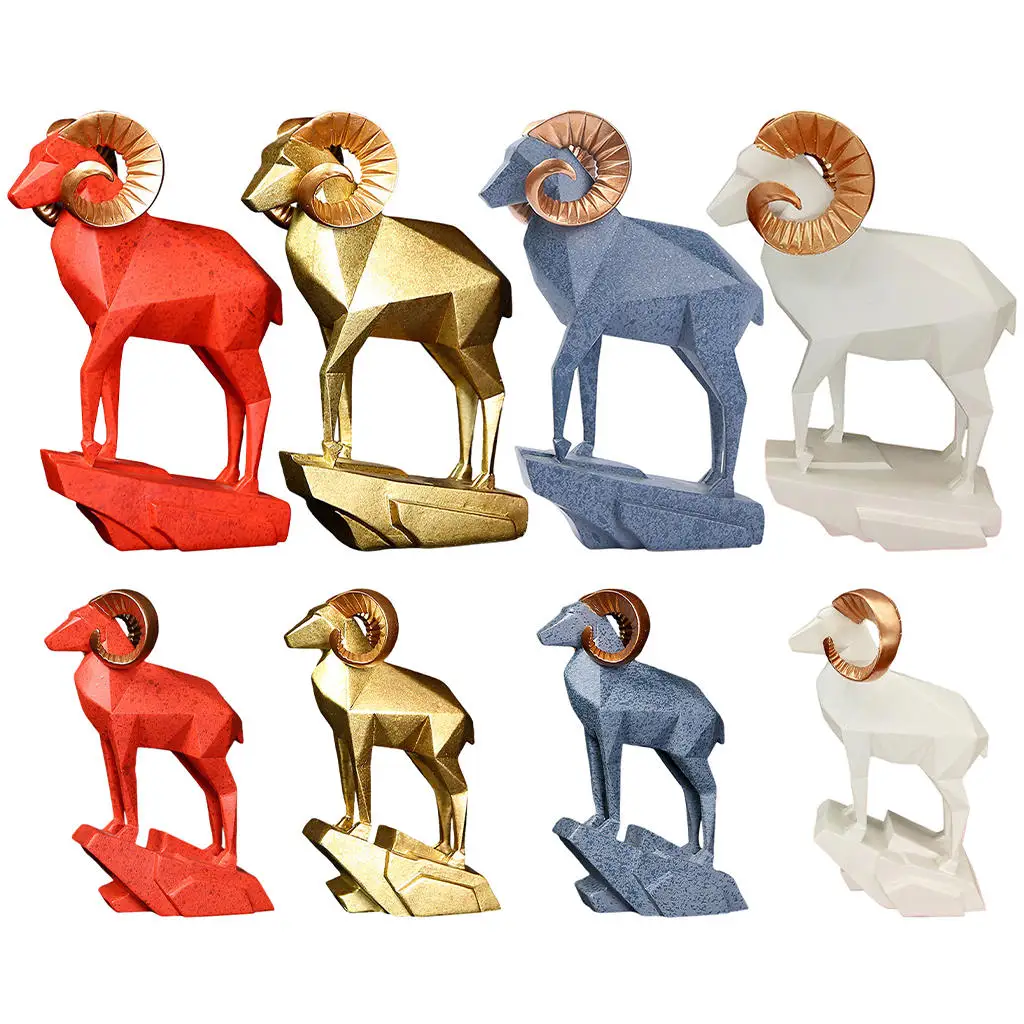 Lamb Antelope Decor Statue for Home Office Bookshelf TV Stand Decoration Resin Geometry Animal Sculpture Tabletop Crafts | Дом и сад