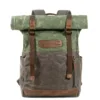 Casual canvas backpack, outdoor hiking and mountaineering backpack, roll top design, extended large capacity mountaineering bag ► Photo 2/6
