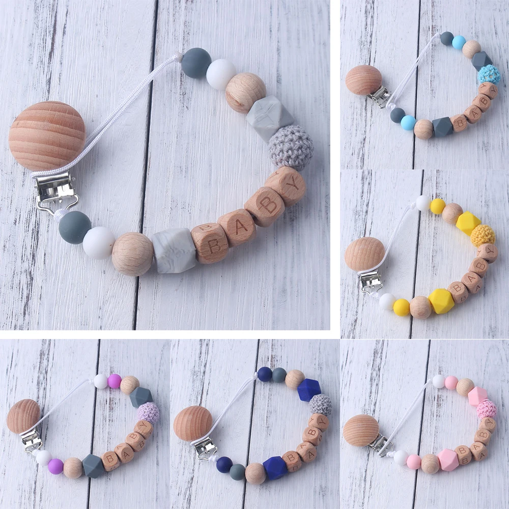 

Pacifier Clip Baby Silicone Teething Beads Paci Holder Soothie Clips Teether Toy Chewbeads Baby Birthday Shower Gift