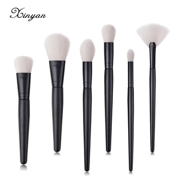 

XINYAN Black Foundation Makeup Brushes Set Eyeshadow Wood Handle Concealer Cosmetic Eyebrow Beauty Tool