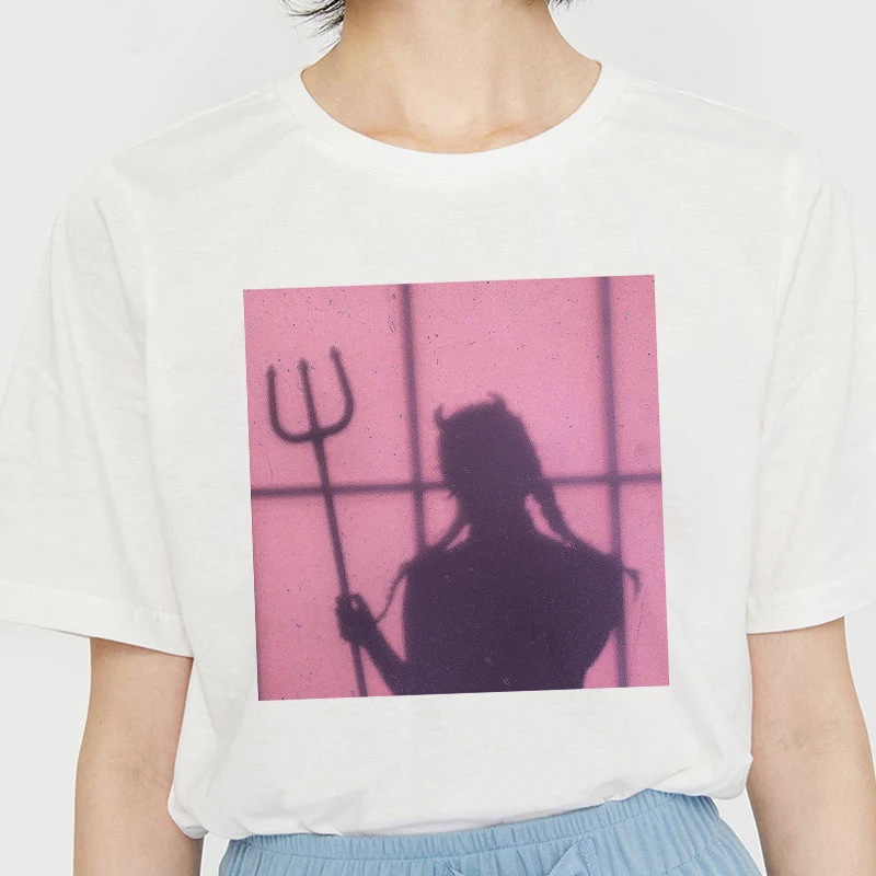 

THE ANGELS PROTECT ME THE DEMONS RESPECT ME Print T-shirt Chic Vintage Harajuku LGBT Loose Women's Top Fashion T-shirt