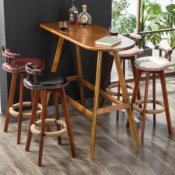 

Bar stools home high stools Nordic high stools rotating bar chair solid wood bar tables and chairs bar stool