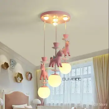 

Cartoon Creative Pink Resin Pendant Lights CHILDREN'S Room LED Light Pendant Lamp Modern Creative Girls Room Living Room Fixture