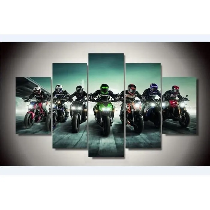 

5-frame Motorcycle Motorcade Computer Airbrush Painting AliExpress Amazon Wish Decorative Painting Wholesale