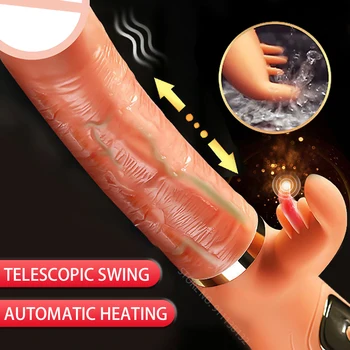 Handheld Thrusting Dildo Vibrator For Women Clitoris Stimulator Vagina Tongue Licking Sex Toy Female Masturbation Sexual Machine