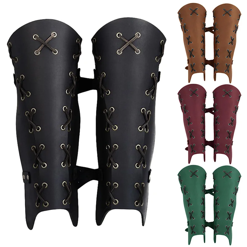 Grana Di Cuoio Mezze Chaps Viking Knight Parastinchi Armatura Archer Medievale Samurai Ghetta Accessori Cosplay Kit Gambe Da Uomo Per Larp