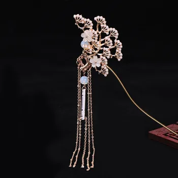 

High Fashion Simulated Pearls Gold 16cm Long Tassel Hair Clasp Hair Stick Hairpin Headwear Chinese Traditional Wedding Jewelry